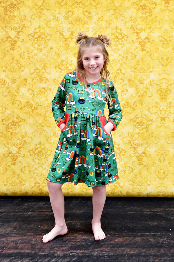 pot-of-gold-long-sleeve-pocket-milk-silk-dress Great Lakes kids - Sophia's Style-1