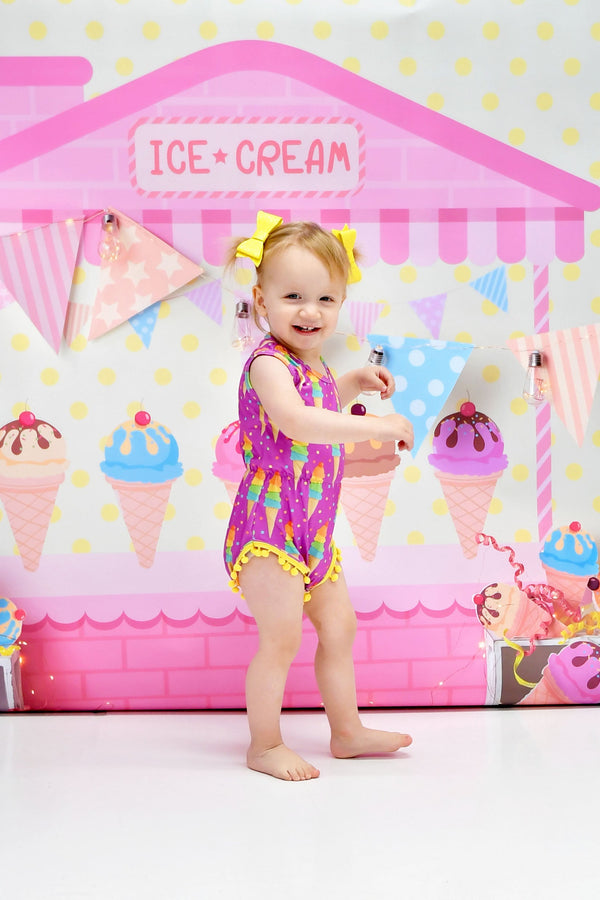 ice-cream-milk-silk-pom-pom-romper Great Lakes kids - Sophia's Style-1