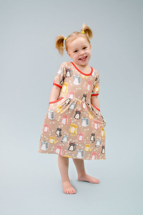 feeling-purrrfect-short-sleeve-pocket-milk-silk-dress Great Lakes kids - Sophia's Style-1