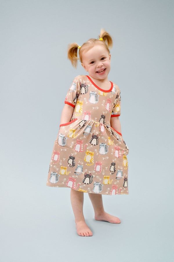 feeling-purrrfect-short-sleeve-pocket-milk-silk-dress Great Lakes kids - Sophia's Style-1