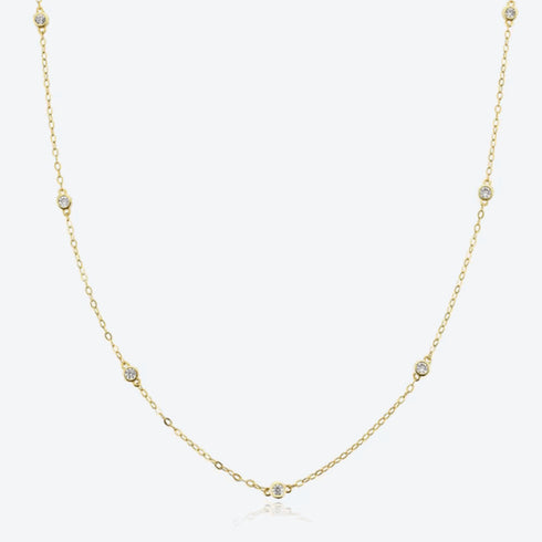 cosmic-halo-bezel-dainty-necklace-with-7-round-cut-cubic-zirconia-Sophia's StyleNecklaces-1