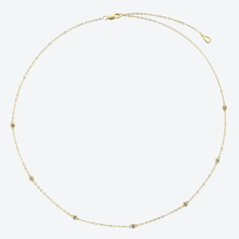 cosmic-halo-bezel-dainty-necklace-with-7-round-cut-cubic-zirconia-Sophia's Style-4