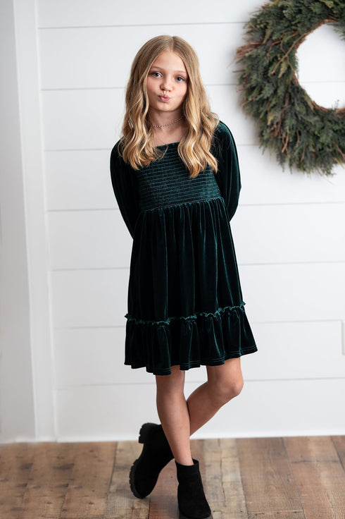 Dark Green Velvet Dress