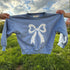 blue-toile-applique-bow-sweatshirt-romper-or-crewneck Little Joy Co - Sophia's Style-3