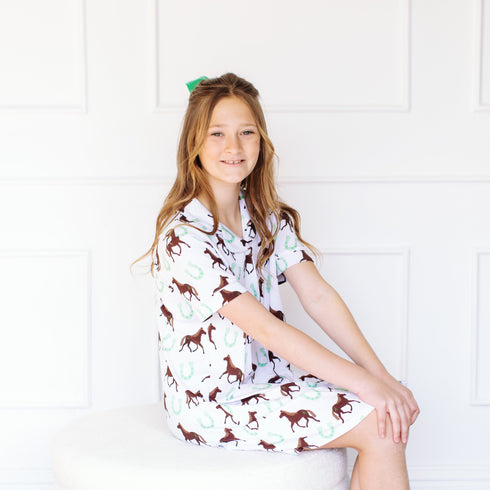 horse-button-down-gown-little-pajama-co - Sophia's Style -4