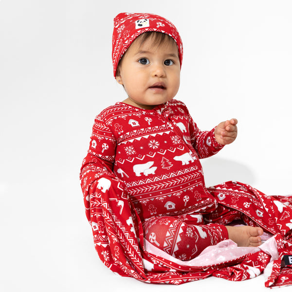 polar-isle-red-bamboo-swaddle-beanie-set-Bellabu Bear at Sophia's StyleSwaddle & Beanie-1