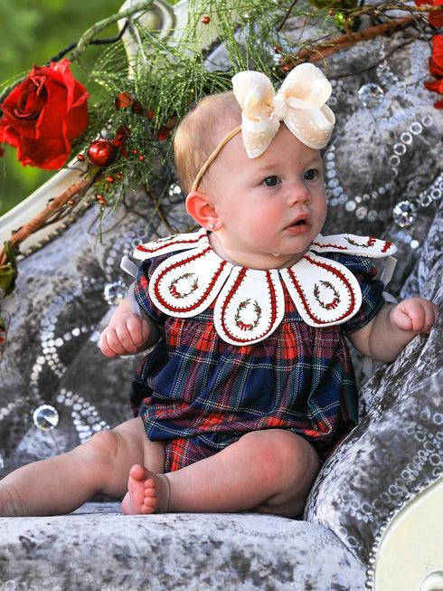 navy-red-christmas-plaid-wreath-baby-girl-bubble-romper-sophias-style-3