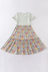 Platinum flroal print stripe tiered dress for adult