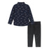 Infant Navy Holiday Sharks Knit Pique Buttondown Set | Navy