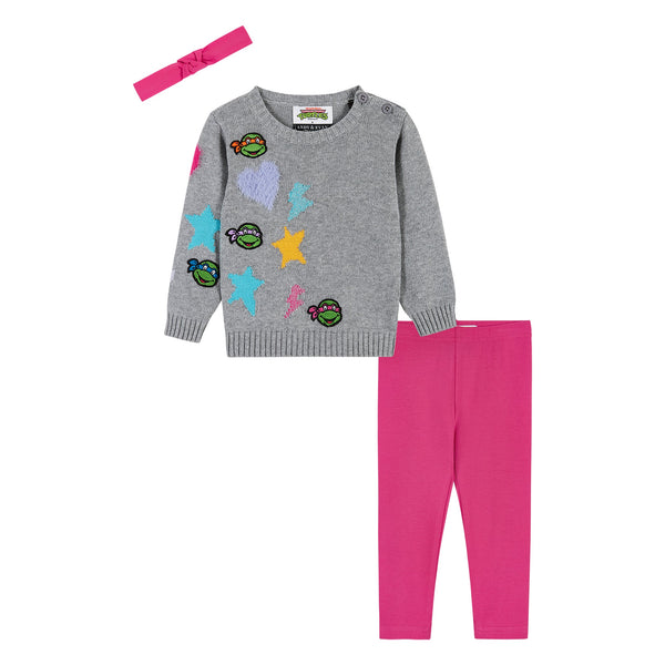 TMNT x Andy & Evan® | Baby Chenille Heart & Star Sweater Set| Grey