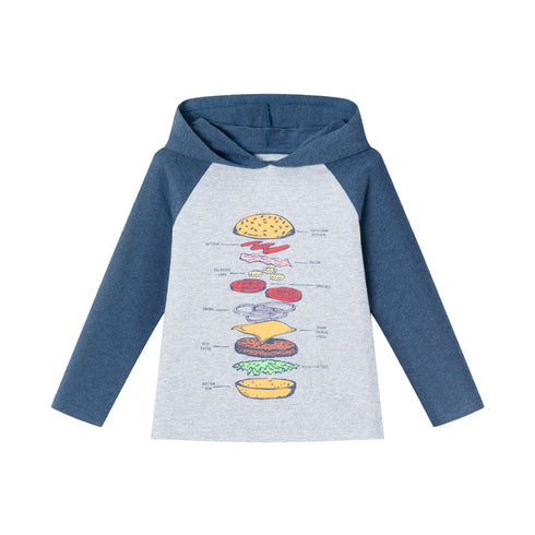kids-heather-grey-navy-jersey-hooded-tee-tasty-burger Andy & Evan at Sophia's Style-Tee Shirts-1