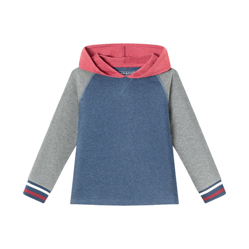 kids-hooded-colorblocked-jersey-tee-red-navy-heater-grey Andy & Evan at Sophia's Style-Tee Shirts-1