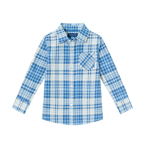 kids-ultra-soft-buttondown-shirt-blue-cream Andy & Evan at Sophia's Style-Button Down Shirt-1