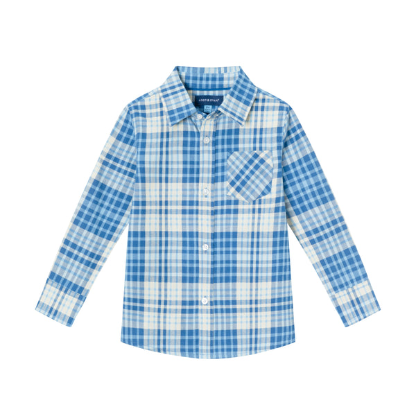 kids-ultra-soft-buttondown-shirt-blue-cream Andy & Evan at Sophia's Style-Button Down Shirt-1