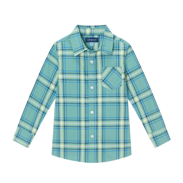 kids-plaid-buttondown-shirt-green Andy & Evan at Sophia's Style-Button Down Shirt-1