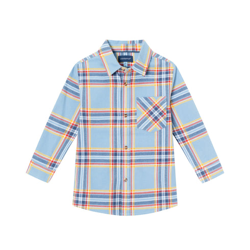 kids-brushed-twill-buttondown-blue-plaid Andy & Evan at Sophia's Style-Button Down Shirt-1