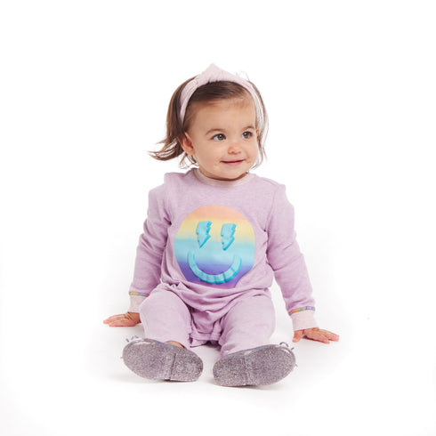 infant-lavendar-long-sleeve-romper-set-smiley-graphic Andy & Evan at Sophia's Style--3