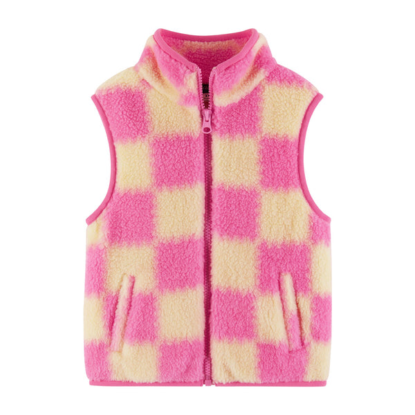 kids-checkered-faux-fleece-vest-pink Andy & Evan at Sophia's Style-Vest-1