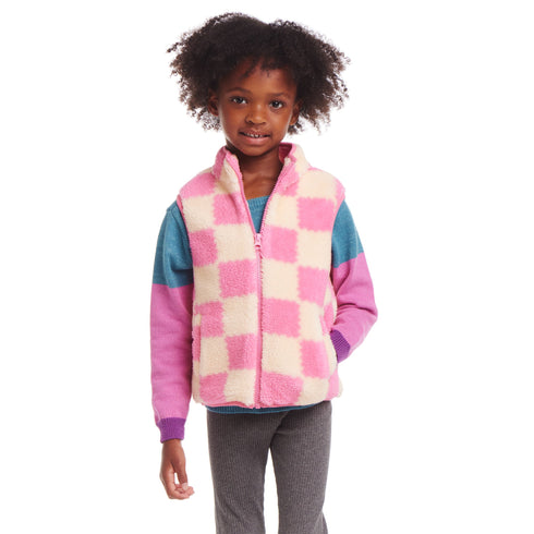 kids-checkered-faux-fleece-vest-pink Andy & Evan at Sophia's Style--2