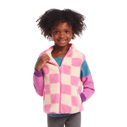 kids-checkered-faux-fleece-vest-pink Andy & Evan at Sophia's Style--3