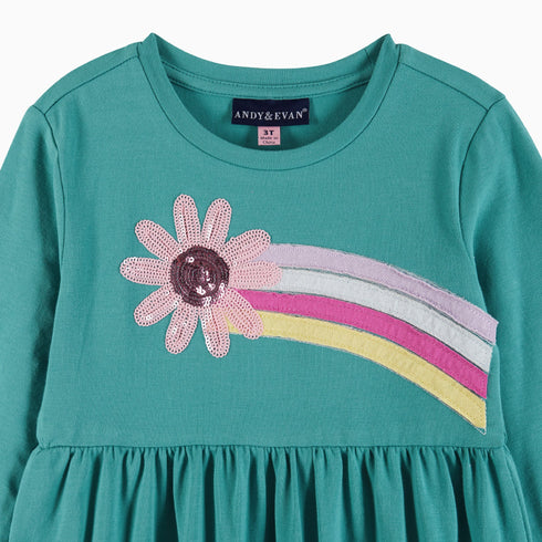 kids-teal-jersey-dress-faux-fur-vest-set-rainbow-graphic Andy & Evan at Sophia's Style--12