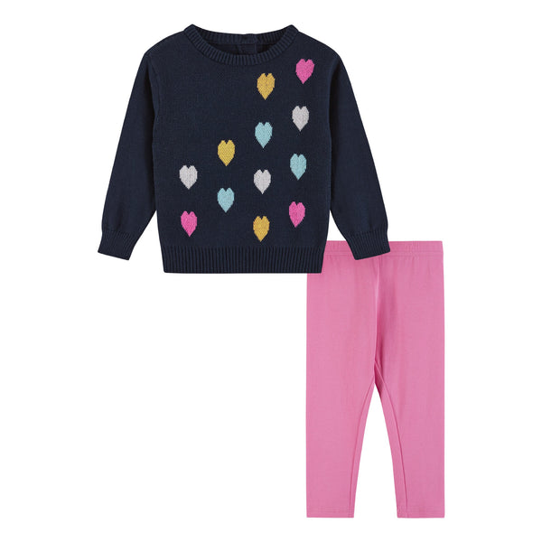 infant-heart-sweater-w-pink-legging-set Andy & Evan at Sophia's Style-Sweater Set-1