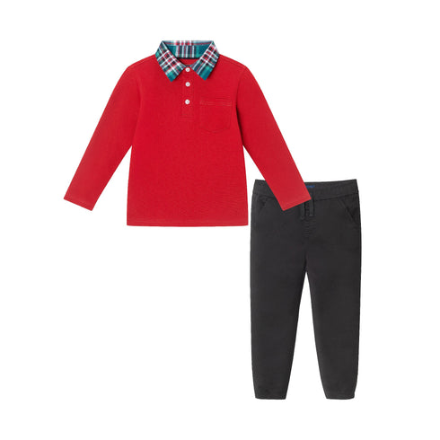 kids-red-holiday-polo-set Andy & Evan at Sophia's Style-Polo Shirt-1