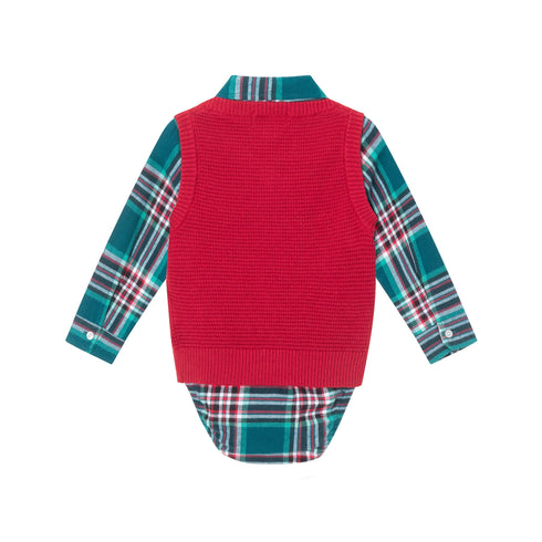 infant-4-piece-buttondown-sweater-vest-set-checkered-maroon Andy & Evan at Sophia's Style--4