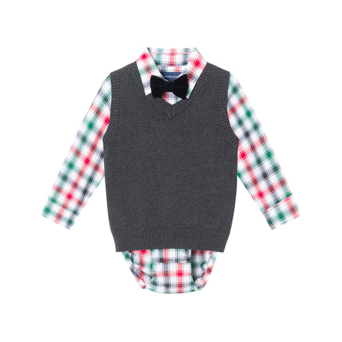 infant-4-piece-sweater-vest-set-charcoal-white-plaid Andy & Evan at Sophia's Style--3