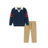infant-2-piece-collared-sweater-hybrid-pant-navy-cognac Andy & Evan at Sophia's Style-Polo Shirt Set-1