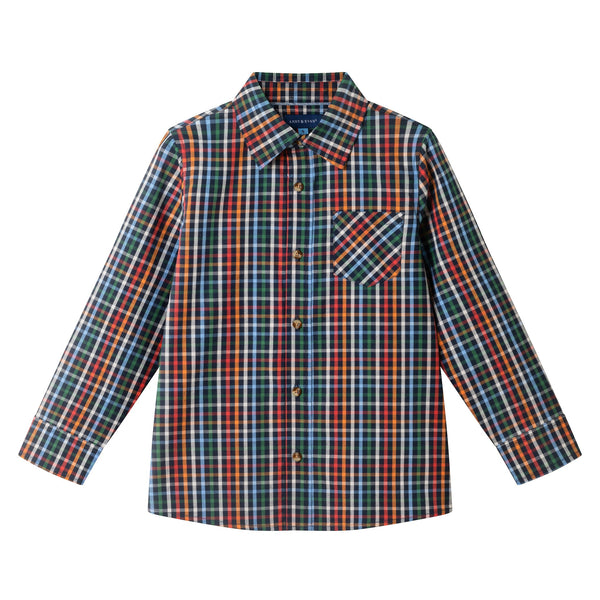 kids-buttondown-shirt-navy-plaid Sophia's StyleButton Down Shirt-1