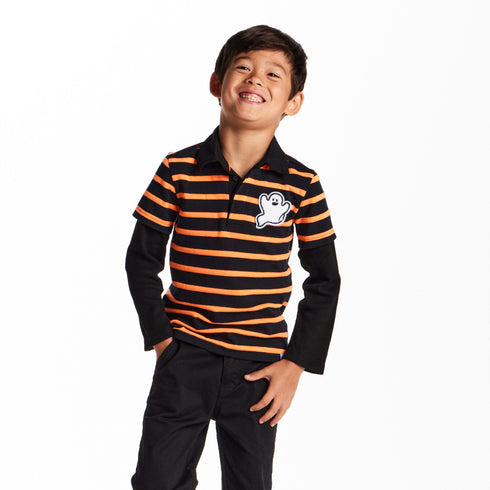 kids-halloween-rugby-polo-ghost-patch-black-orange Sophia's Style-3