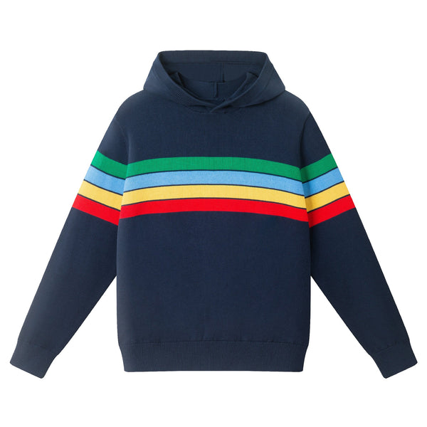 big-kids-hooded-striped-sweater-w-multi-stripe-navy Sophia's StyleSweaters-1