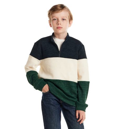 kids-colorblocked-quarter-zip-sweater-green-stripe Sophia's Style-5