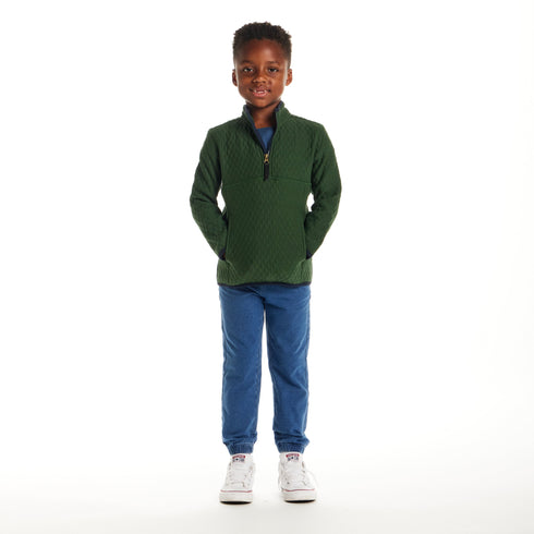 kids-diamond-quilted-quarter-zip-pullover-green Sophia's Style-3