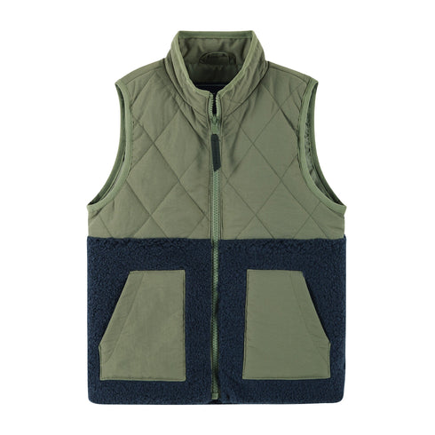 kids-mixed-media-sherpa-vest-green Sophia's StyleVest-1