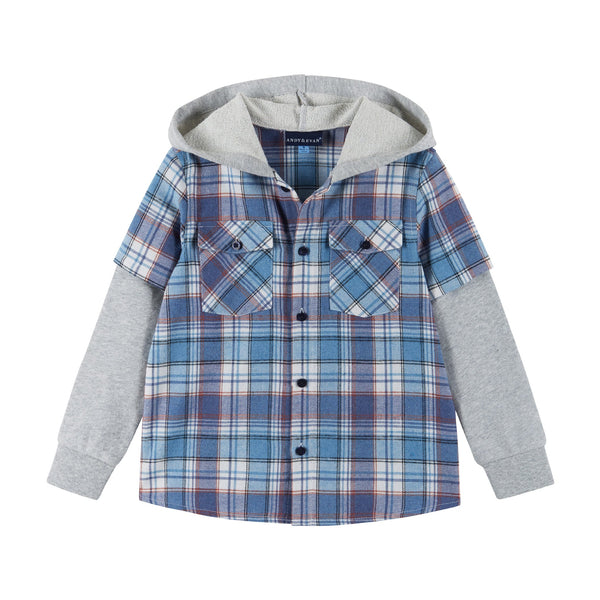 kids-twofer-hoodie-blue-plaid Sophia's StyleButton Down Shirt-1