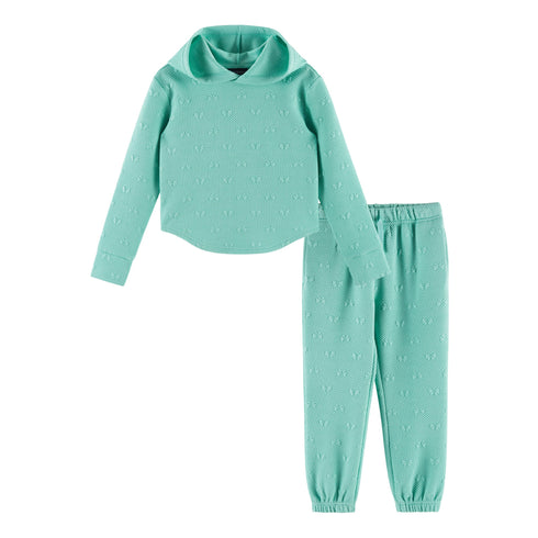 kids-embossed-lounge-set-aqua-bows Sophia's StyleSweatshirt Set-1