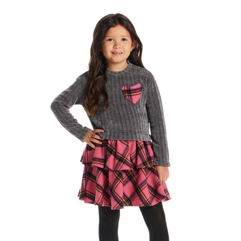 kids-knit-top-plaid-skirt-dress-grey-pink-heart Sophia's Style-7