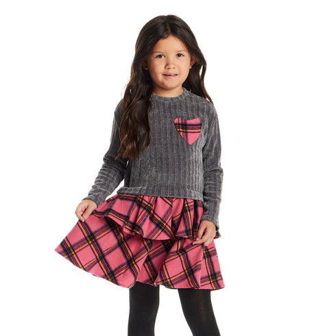 kids-knit-top-plaid-skirt-dress-grey-pink-heart Sophia's Style-3
