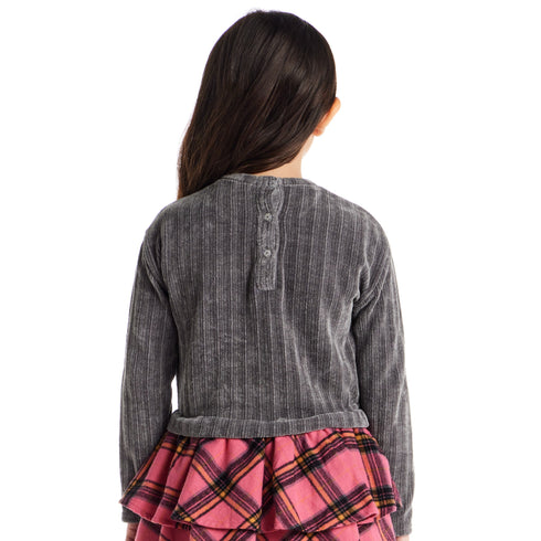 kids-knit-top-plaid-skirt-dress-grey-pink-heart Sophia's Style-4