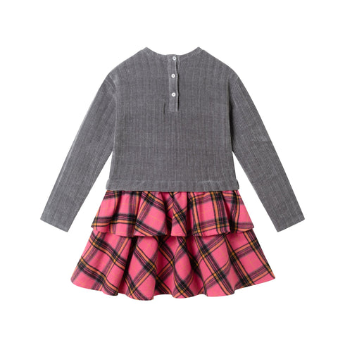 kids-knit-top-plaid-skirt-dress-grey-pink-heart Sophia's Style-5