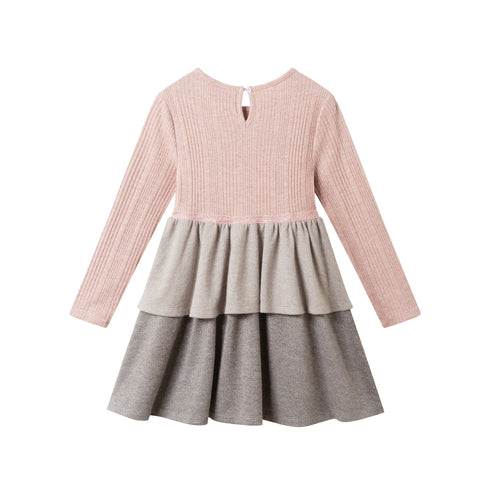 kids-knit-tiered-dress-pink-colorblock Sophia's Style-4