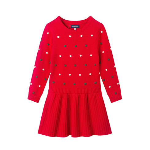 kids-3t-6x-red-knit-twofer-dress-festive-dot Sophia's StyleDress-1