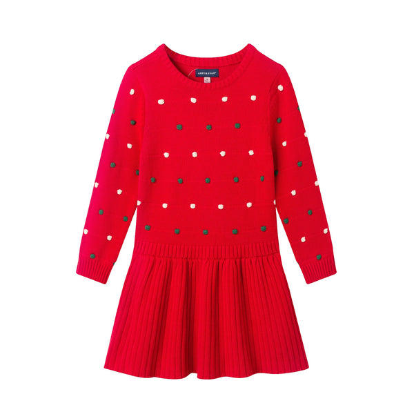 kids-3t-6x-red-knit-twofer-dress-festive-dot Sophia's StyleDress-1