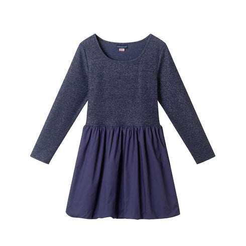 big-kids-rib-jersey-drop-waist-bubble-dress-navy Sophia's StyleDress-1