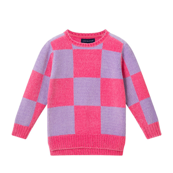 kids-split-side-sweater-pink-checker Sophia's StyleSweaters-1