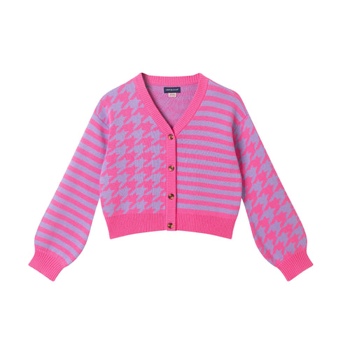 big-kids-stripe-cardigan-pink-houndstooth Sophia's StyleSweaters-1