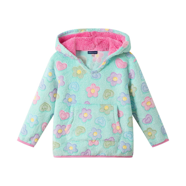 kids-floral-plush-hoodie-aqua Sophia's StyleSweatshirt-1