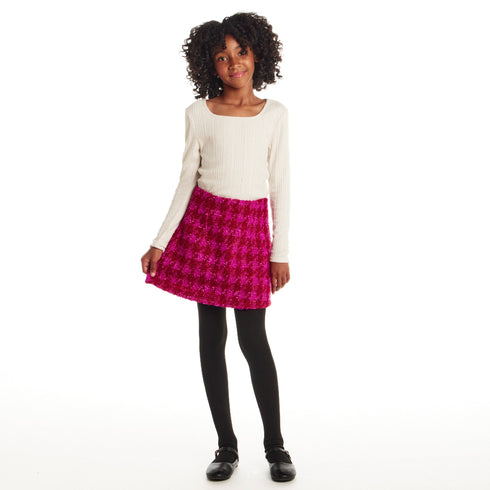 big-kids-ribbed-top-houndstooth-skirt-set-ivory-pink Sophia's Style-4